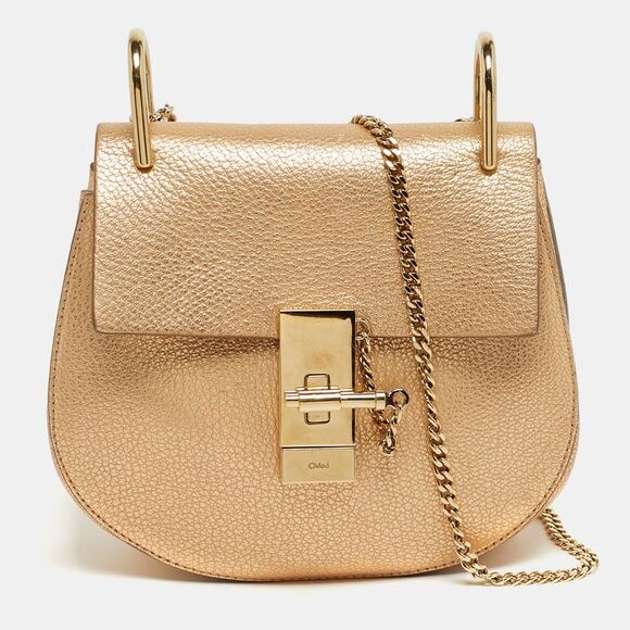 Chloe Handbags - Chloé Drew Small Metallic Leather Shoulder Bag